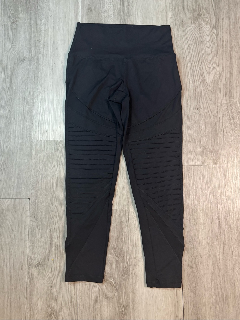 Aerie Chill Play Move Moto Black High Rise Ankle Leggings Stretch Cut-Out Size M